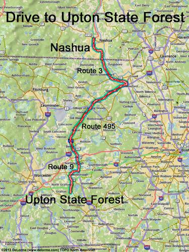 Upton State Forest drive route