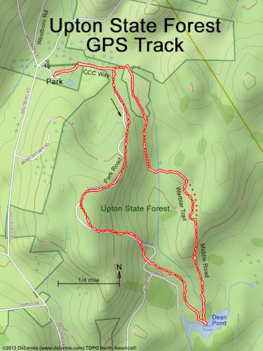 GPS track in June at Upton State Forest in eastern MA
