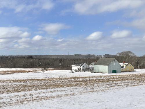 farm-field view in February at Wells Reserve at Laudholm in southern Maine