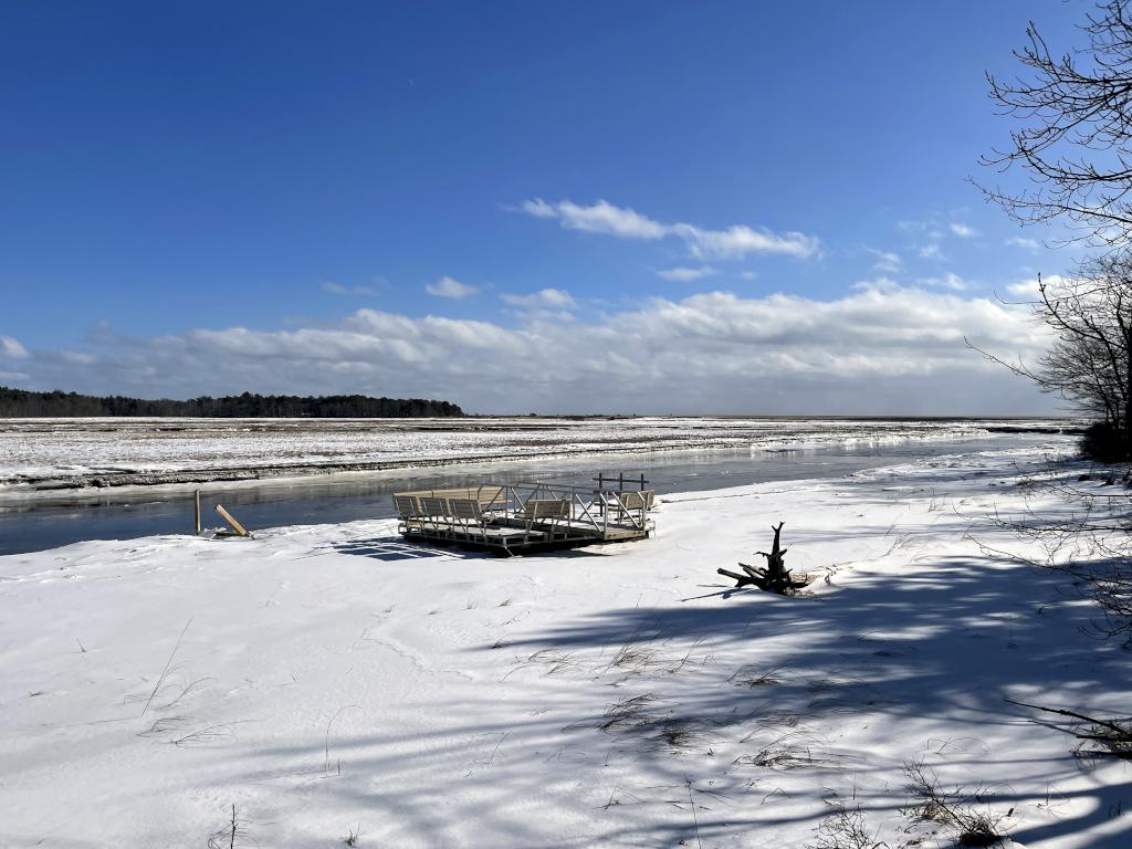 Little River in February at Wells Reserve at Laudholm in southern Maine