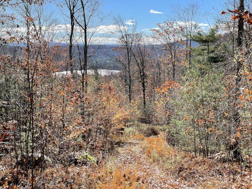 view in October of Willard Pond from the edge of Willard Mountain in New Hampshire