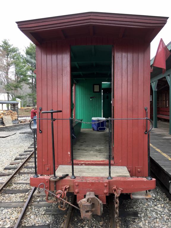 restored caboose at Wiscasset Railroad in Maine