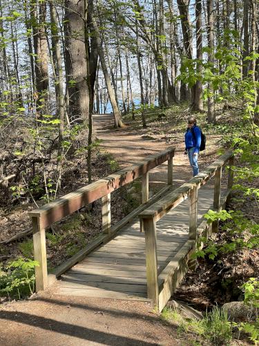 bootbridge in May at Wolfe's Neck Woods near Freeport in southern Maine