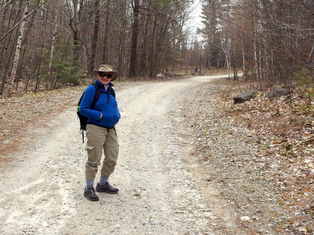 Andee in May on the tower access road to Wolf Hill near Deering in southern New Hampshire