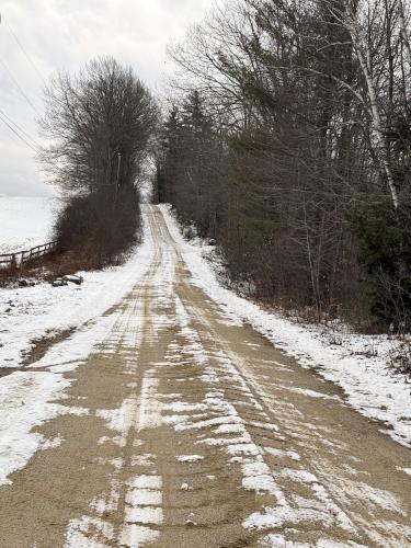 entrance road to Woodbury Hill near Jaffrey in southern NH