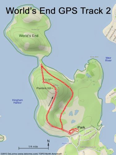 short hike GPS track at World's End in eastern Massachusetts