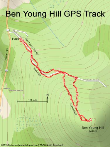 GPS track to Ben Young Hill in northern New Hampshire