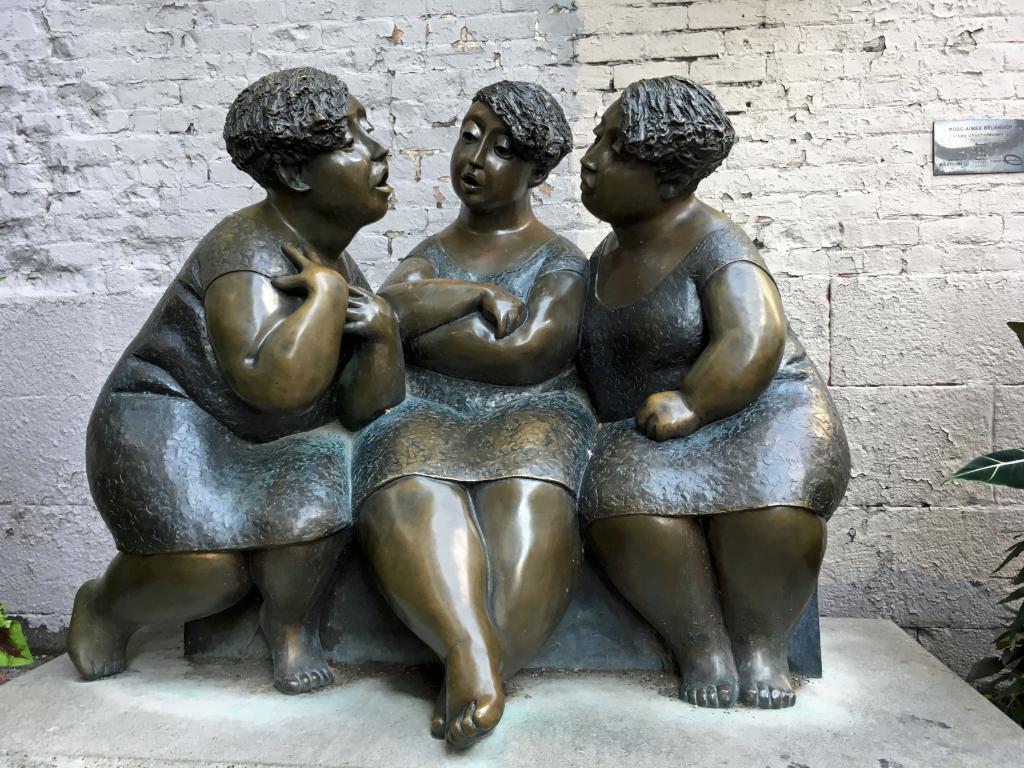 Les Chuchoteuses (The Whisperers) sculpture by Rose-aimee Belanger at Montreal, Canada