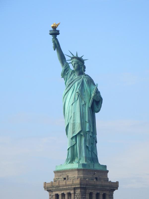 up-close tour-boat view of the Statue of Liberty at New York City