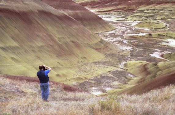 David takes a photo of The Painted Hills in  eastern Oregon in July 1999