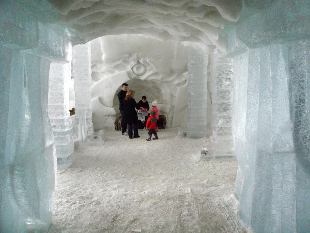 interior hallway of the Hotel de Glace (Ice Hotel) in Quebec City, Canada