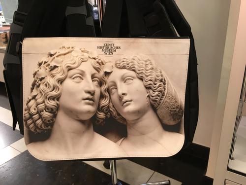 handbag sporting the Young Couple image in the gift store at the Muesum of Fine Arts in Vienna, Austria